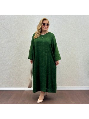 Patlı Uzun Kol Büyük Beden Elbise
