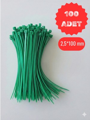 Rosfloa 100 Adet Yeşil Plastik Kablo Bağı 2,5X100 mm – Cırt Kelepçe Sabitleme Klipsi