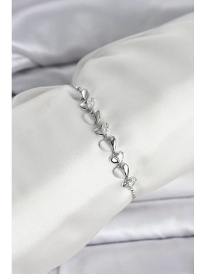 İlk El Grup Ieg™  Gümüş Renk Zirkon Taşlı Sıralı Damla Model Asansörlü Kadın Bileklik TG27BB8337