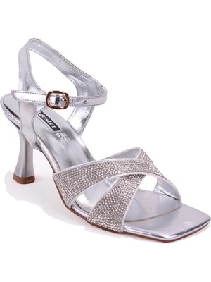 Dagoster DZA07-1296150 Gümüş Ince Topuklu Kadın Ayakkabı