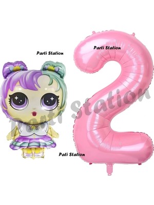 Parti Station Lol Bebek 2 Yaş Balon ve Pembe Rakam Balon Doğum Günü Parti Set