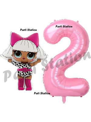 Parti Station Diva Lol Bebek 2 Yaş Balon ve Pembe Rakam Balon Doğum Günü Parti Set