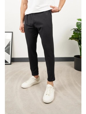 Erkek Esnek Kumaş Pantolon Lastikli Bel Slim Fit Smart Casual Rahat Şık
