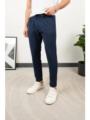 Erkek Esnek Kumaş Pantolon Lastikli Bel Slim Fit Smart Casual Rahat Şık