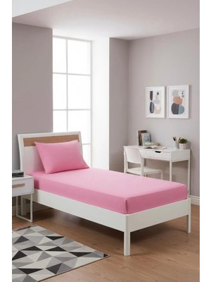 Üntaş Serenat 100x200 cm Tek Kişilik Lastikli Çarşaf ve 50x70 cm Pembe Yastık Kılıfı Seti