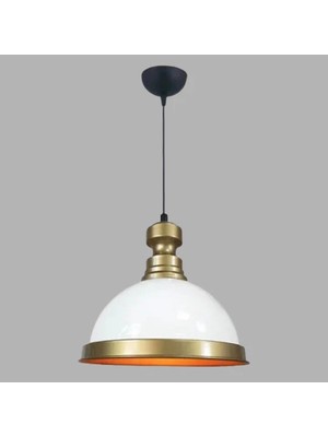 Ronisu Aydınlatma Fabienne Dekoratif Retro Tarz Beyaz ve Altın Sarkıt Tekli Avize Ra-Avz- 6192-87-40