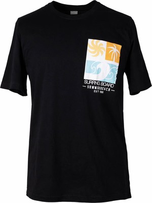 Trender 26YDT1000025 Siyah Erkek T-Shirt Surfıng O Yaka