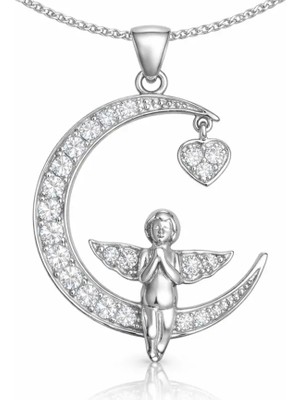 Inure Jewelry Gümüş Hilal Melek Kadın Kolye