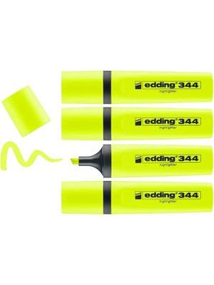 Leaf Shop 344 Fosforlu Kalem, Sarı, 4'lü Set, 2-5 mm Kesik Ucu