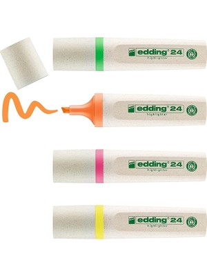 Leaf Shop 24 Ecoline Fosforlu Kalem, 4'lü Set, Karışık Renkler, Kesik Uç