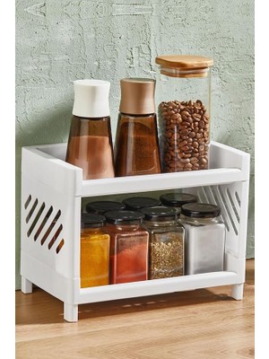 Leaf Shop Iki Katlı Banyo Mutfak Dolap Içi Düzenleyici Organizer Raf Çok Kullanışlı Raf Ünitesi