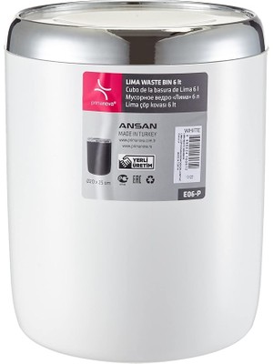 Leaf Shop Lima Krom Dekorlu Çöp Kovası, Beyaz