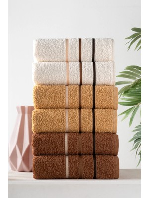 DNZGÜLCAN Mira 6'lı %100 Pamuk Havlu Seti | Beden ve Banyo Havlusu | 50X90 cm