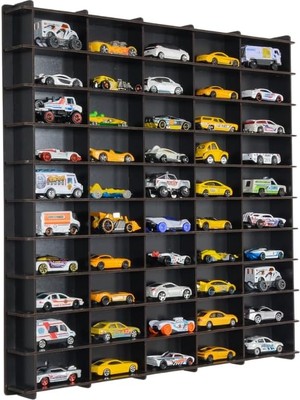 Leaf Shop 50 Araç Oyuncak Araba Rafı, 1:64 Ölçek Uyumlu Metal Oyuncak Araç Garaj Duvar Vitrini-Mavi