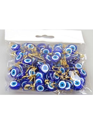 Leaf Shop Iğneli Nazar Boncuğu 50 Adet Çengelli Iğneli Nazar Boncuğu Hobi Malzemesi