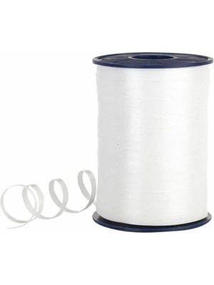 Leaf Shop Metre Beyaz Renkli Düz Şerit Rafya 8 mm Balon Ipi Plastik Balon Süsleme Kurdelesi