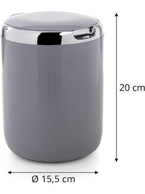 Leaf Shop Pasifik Plastik Kapaklı Çöp Kovası 3 Lt, Gri
