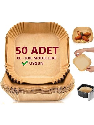 Leaf Shop Home Aırfrey Pişirme Kağıdı,xl,xxl Aırfreyler Için Parşömen Kağıdı,sıvıya ve Yağa Dayanıklı Sıcak Hava Fritözleri Için Yanmaz Kağıt (50 Adet)