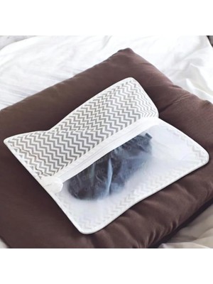 Leaf Shop Adet Ayakkabı Saklama Hurcu Zigzag Desenli, 2'li Set, Pencereli, Askılı Dolap Düzenleyici, Gri