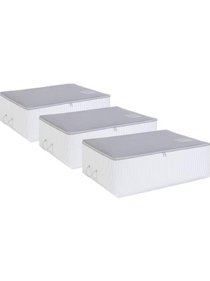 Leaf Shop Home Textile 3'lü Büyük Boy Gri Renk Stuff & Things Baza Altı Hurç Set