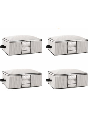 Leaf Shop ve Yatak Altı Uyumlu 4 Adet Lüks Pencereli Dolap Düzenleyici Hurç Baza Altı Hurç 64X45X22 cm (Beyaz)