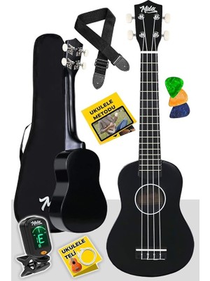 Leaf Shop UKX-233BKT Siyah Concert Ukulele (Tuner Tel Askı Çanta Metod Pena)
