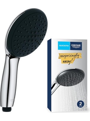 Leaf Shop Vitalio Start 110 El Duşu, 2 Akışlı (Yağmur & Jet), Smartswitch, 110MM Yuvarlak Duş Başlığı, Silikon Halka, Kireç Önleyici Sistem, Krom, 26948001