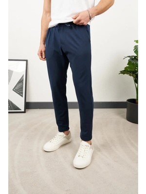 Erkek Esnek Kumaş Pantolon Lastikli Bel Slim Fit Smart Casual Rahat Şık