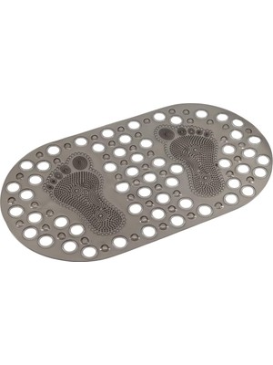 Leaf Shop Serisi Banyo - Küvet Içi Kaydırmaz Vantuzlu Ayak Desenli Paspas 66,5 x 36,5 Cm, Siyah