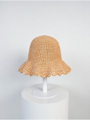 Mollycrush Kadın Turuncu Hasır Ip El Örmesi Bucket Şapka | Plaj Trend Tasarım