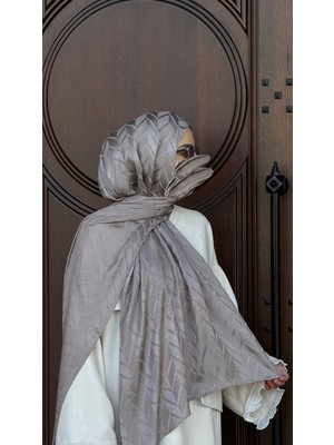 Qalortex Scarf Pamuklu Balık Sırtı Jakar Şal-Antrasit