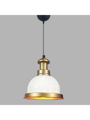 Ronisu Aydınlatma Hadley Modern Beyaz ve Altın Renk Metal Tavan Tekli Sarkıt Avize Ra-Avz- 2683-51-93