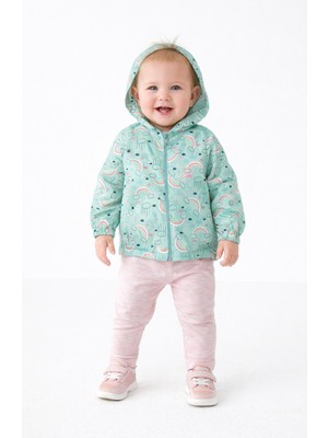 Chicsy Baby Kız Bebek Kapüşonlu Fermuarlı Desenli Yağmurluk Mont Mevsimlik Ceket