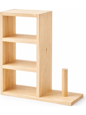 Iterra Masif Çam Ahşap Baharatlık & Havlu Kağıtlık Organizer – 3 Raflı Tezgah Üstü Düzenleyici (45X52 Cm)