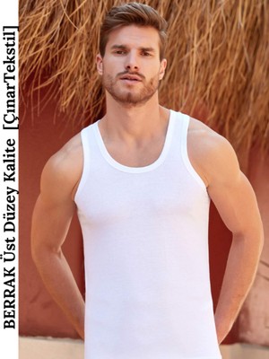 Berrak Erkek Askılı Atlet %100 Coton Pamuk Beyaz-Beyaz-M