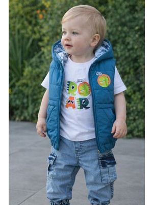 Chicsy Baby Erkek Bebek Çift Taraflı Kapüşonlu Yağmurluklu 3 Parça Premium Takım