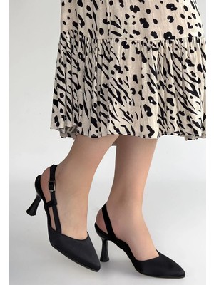 Mareandpanda Minde Siyah Saten Topuklu Ayakkabı