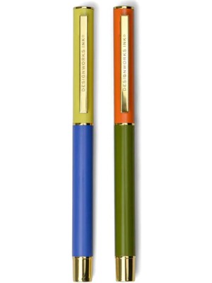 Designworks İnk Colour Block Pens Cobalt Army Green Ikili Tükenmez 2'li Kalem Seti