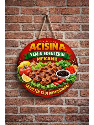 Mayeka Çiğ Köfte Dükkanı Için Duvar Kapı Tablo Süsü Ahşap Askılı Pano Tabela No 4