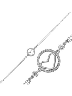 Özcömert Silver Gümüş Kalpli Halka Kadın Bileklik