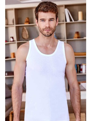 Berrak Erkek Penye Pamuklu Atlet 2 Adet-Beyaz-4xl