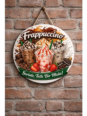 Mayeka Cafe Restoran Için Frappuccino Kahve Duvar Kapı Tablo Süsü Ahşap Askılı Pano Tabela No 13