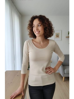 Teen Blood Kadın Krem Rengi Truvakar Kol Balerın Yaka Body