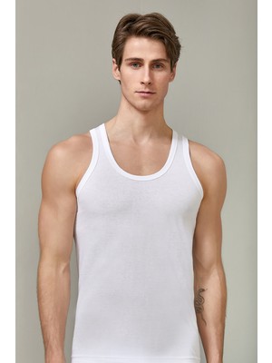 Berrak Berrak, 6'lı Paket Erkek Klasik Atlet %100 Pamuklu-Beyaz-2xl