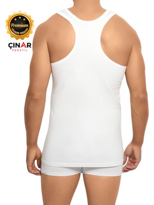 Berrak Erkek Likralı Tekli Süprem Rambo Atlet Bahar ve Yaz Için Rahat ve Şık-Beyaz-M