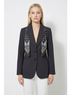 Rays Siyah Fular Detay Ceket 8295