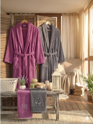 Zena Mürdüm Antrasit Havlulu Bornoz