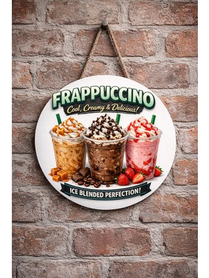 Mayeka Cafe Restoran Için Frappuccino Kahve Duvar Kapı Tablo Süsü Ahşap Askılı Pano Tabela No 2