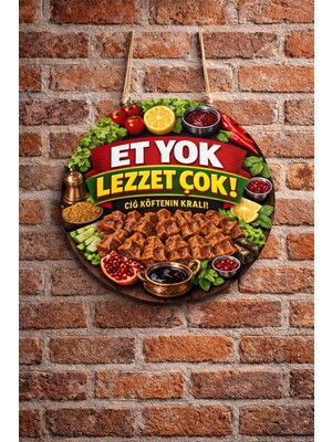 Mayeka Çiğ Köfte Dükkanı Için Duvar Kapı Tablo Süsü Ahşap Askılı Pano Tabela No 10