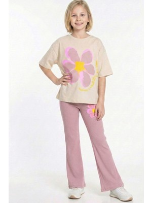 Modanino Kız Çocuk Papatya Baskılı-Taytlı Alt-Üst Takım 4-10 Yaş 12548